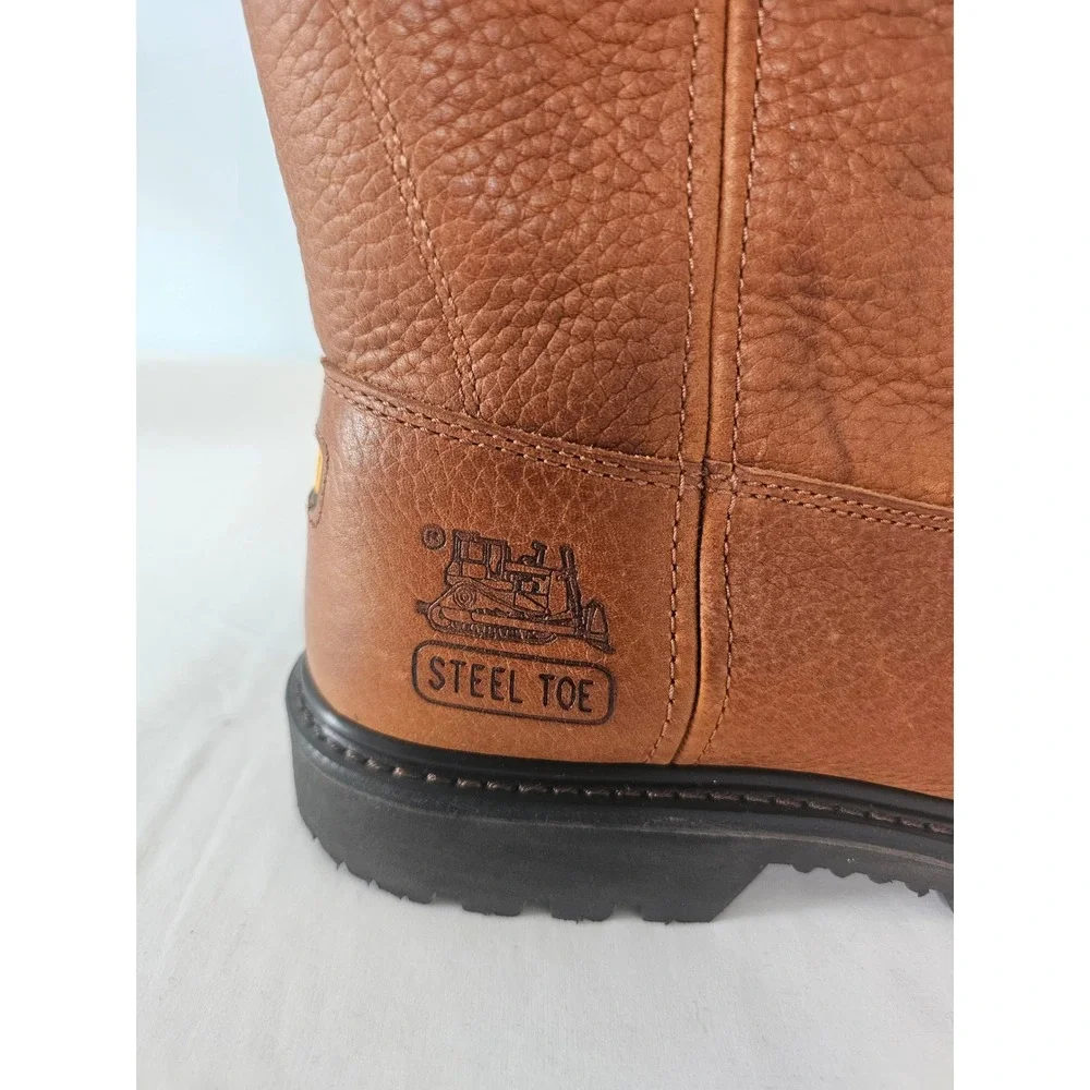 Workwear Caterpillar Steel Toe Boot Mens 9.5 Brown Waterproof Leather Pull On